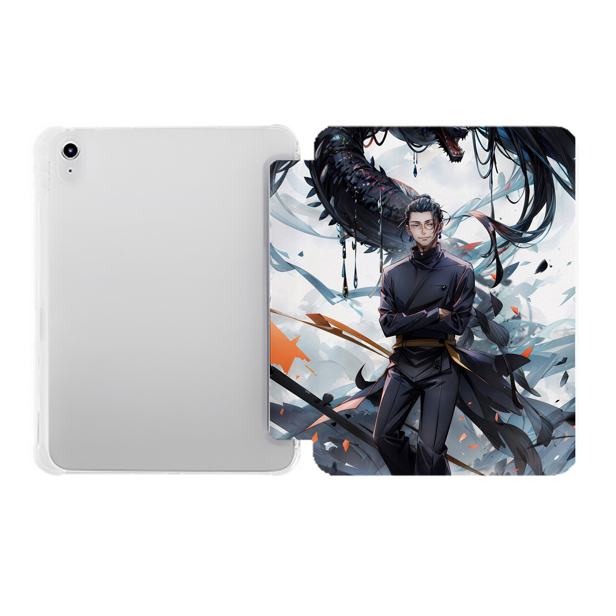 （画像用） 呪術廻戦 Jujutsu Kaisen IPad ケース ペン収納付き 三つ折りスタンド PUレザー×シリコン 対応機種9.5/10.5/10.9インチ